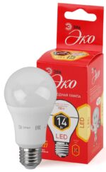 Лампочка светодиодная ЭРА RED LINE ECO LED A60-14W-827-E27 Е27 / E27 14Вт груша теплый дневной свет купить оптом недорого