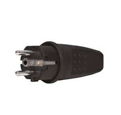 Вилка электрическая прямая однофазная 16А 250В IP44 с заземл. каучук (еврослот) UNIVersal 602227 оптом купить цена