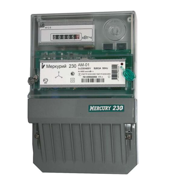 Счетчик Меркурий 230 AM-01 3ф 5-60А класс точн. 1.0 1 тариф. импульс. вых. на панель мех. ОУ Инкотекс 00000032428 оптом купить цена