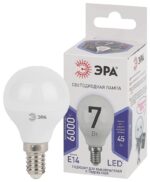 Лампочка светодиодная ЭРА STD LED P45-7W-860-E14 E14 / Е14 7Вт шар холодный дневной свет купить оптом недорого
