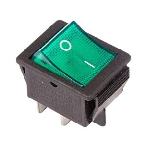 Выключатель клавишный 250В 16А (4с) ON-OFF зел. с подсветкой (RWB-502 SC-767 IRS-201-1) (инд. упак.) Rexant 36-2332-1 оптом купить цена