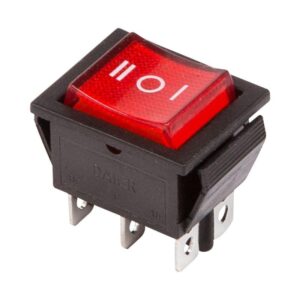 Выключатель клавишный 250В 15А (6с) ON-OFF-ON RWB-509 SC-767 красн. с подсветкой и нейтралью Rexant 36-2390 оптом купить цена