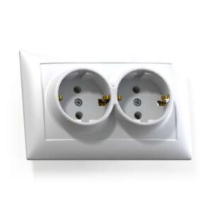 Розетка 2-м СП Селена РС16-372 16А IP20 с заземл. бел. Кунцево 8116 оптом купить цена