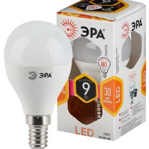 Лампочка светодиодная ЭРА STD LED P45-9W-827-E14 E14 / Е14 9Вт шар теплый белый свет купить оптом недорого
