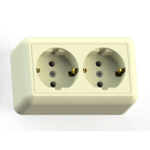 Розетка 2-м ОП Оптима РА16-374 16А IP20 с заземл. с монтаж. пластиной сл. кость Кунцево 8038 оптом купить цена