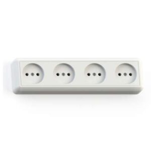 Розетка 4-м ОП Оптима РА16-402 16А IP20 с монтаж. пластиной сл. кость Кунцево 8050 оптом купить цена