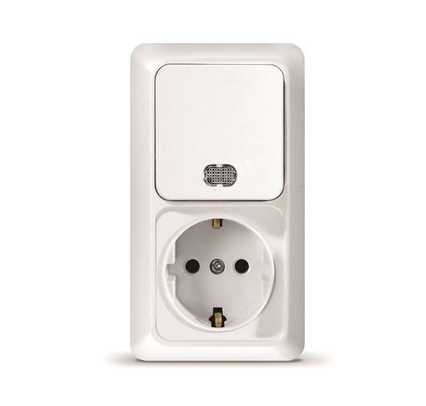 Блок ОП Олимп 1-кл. вык. с подсветкой + роз. с заземл. верт. бел. UNIVersal О0039 купить оптом выгодно Блок ОП Олимп 1-кл. вык. с подсветкой + роз. с заземл. верт. бел. UNIVersal О0039 оптом купить цена