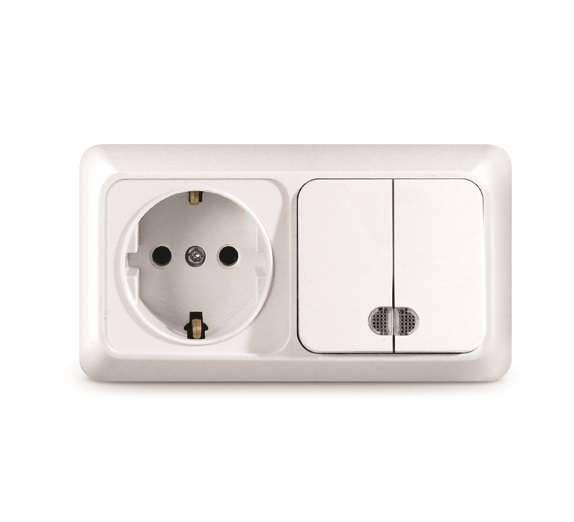 Блок ОП Олимп 2-кл. вык. с подсветкой + роз. с заземл. горизонт. бел. UNIVersal О0037 купить оптом выгодно Блок ОП Олимп 2-кл. вык. с подсветкой + роз. с заземл. горизонт. бел. UNIVersal О0037 оптом купить цена