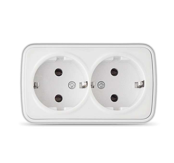 Розетка 2-м ОП Электра 16А IP20 с заземл. бел. Союз 0020 купить оптом выгодно Розетка 2-м ОП Электра 16А IP20 с заземл. бел. Союз 0020 оптом купить цена