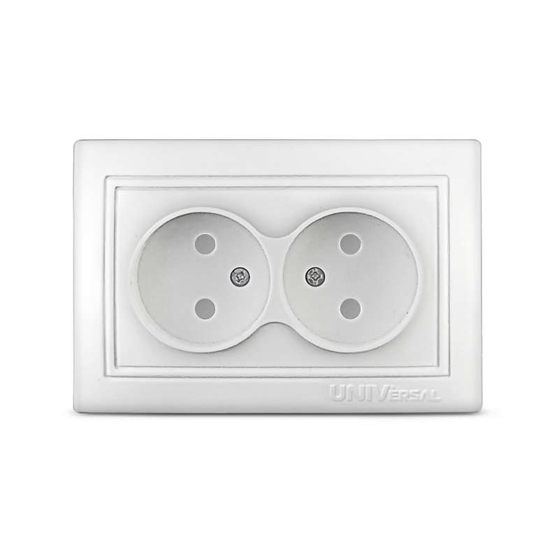 Розетка 2-м СП Севиль 16А IP22 без заземл. защ. шторки бел. UNIVersal С0048 купить оптом выгодно Розетка 2-м СП Севиль 16А IP22 без заземл. защ. шторки бел. UNIVersal С0048 оптом купить цена