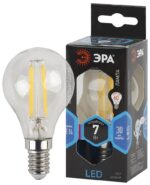 Лампочка светодиодная ЭРА F-LED P45-7w-840-E14 E14 / Е14 7 Вт филамент шар нейтральный белый свет купить оптом недорого