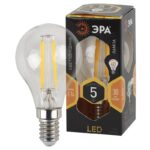 Лампочка светодиодная ЭРА F-LED P45-5W-827-E14 Е14 / Е14 5Вт филамент шар теплый белый свет купить оптом недорого
