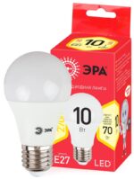 Лампочка светодиодная ЭРА RED LINE ECO LED A60-10W-827-E27 E27 / Е27 10Вт груша теплый белый свет купить оптом недорого