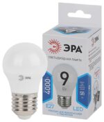 Лампочка светодиодная ЭРА STD LED P45-9W-840-E27 E27 / Е27 9Вт шар нейтральный белый свет купить оптом недорого