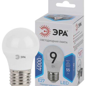 Лампочка светодиодная ЭРА STD LED P45-9W-840-E27 E27 / Е27 9Вт шар нейтральный белый свет купить оптом недорого