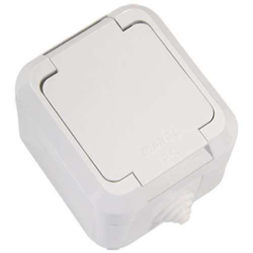 Розетка 1-м ОП 16А IP44 с заземл. с крышкой п/герм. бел. Makel 18304 купить оптом выгодно Розетка 1-м ОП 16А IP44 с заземл. с крышкой п/герм. бел. Makel 18304 оптом купить цена