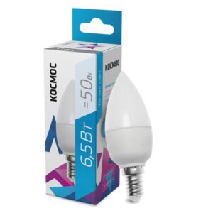 Лампа светодиодная 6.5Вт свеча 4500К бел. E14 220В КОСМОС LkecLED6.5wCNE1445 оптом купить цена