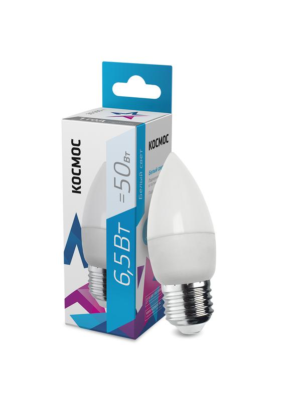 Лампа светодиодная 6.5Вт свеча 4500К бел. E27 220В КОСМОС LkecLED6.5wCNE2745 купить оптом выгодно Лампа светодиодная 6.5Вт свеча 4500К бел. E27 220В КОСМОС LkecLED6.5wCNE2745 оптом купить цена