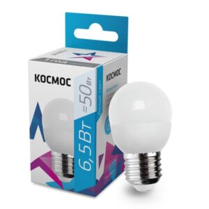 Лампа светодиодная 6.5Вт шар 4500К бел. E27 220В КОСМОС LkecLED6.5wGL45E2745 оптом купить цена