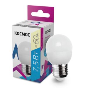 Лампа светодиодная 7.5Вт шар 3000К тепл. бел. E27 220В КОСМОС LkecLED7.5wGL45E2730 оптом купить цена