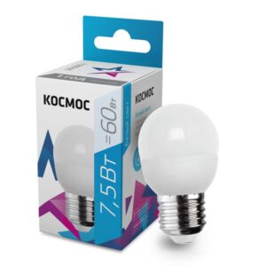 Лампа светодиодная 7.5Вт шар 4500К бел. E27 220В КОСМОС LkecLED7.5wGL45E2745 оптом купить цена