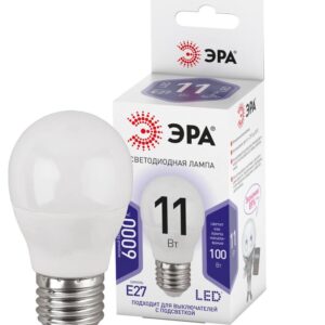 Лампочка светодиодная ЭРА STD LED P45-11W-860-E27 E27 / Е27 11Вт шар холодный дневной свет купить оптом недорого