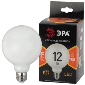Лампочка светодиодная ЭРА F-LED G95-12w-827-E27 OPAL E27 / Е27 12Вт филамент шар матовый теплый белый свет купить оптом недорого