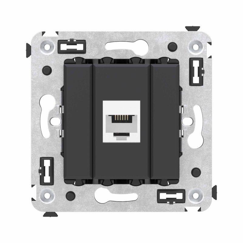 Розетка телефонная 1-м СП Avanti "Черный матовый" RJ12 без шторок механизм DKC 4412613 купить оптом выгодно Розетка телефонная 1-м СП Avanti "Черный матовый" RJ12 без шторок механизм DKC 4412613 оптом купить цена