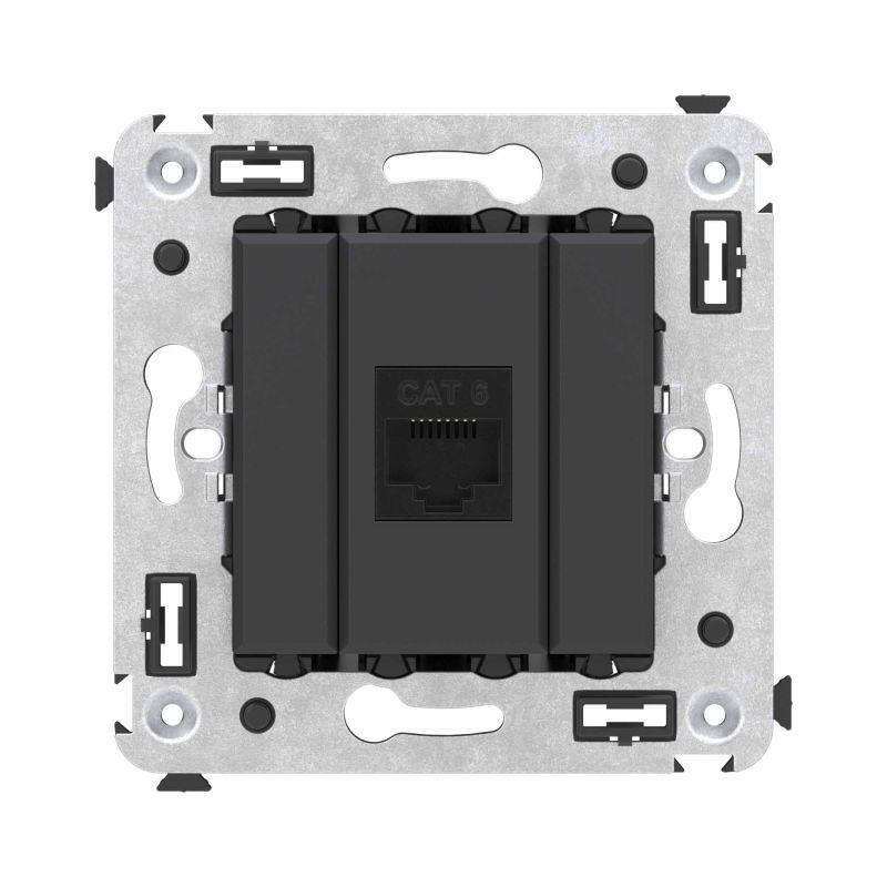 Розетка компьютерная 1-м СП Avanti "Черный матовый" RJ45 кат.6 без шторок механизм DKC 4412693 купить оптом выгодно Розетка компьютерная 1-м СП Avanti "Черный матовый" RJ45 кат.6 без шторок механизм DKC 4412693 оптом купить цена