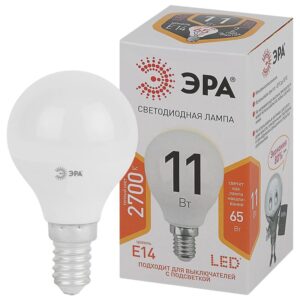 Лампочка светодиодная ЭРА STD LED P45-11W-827-E14 E14 / Е14 11Вт шар теплый белый свет купить оптом недорого
