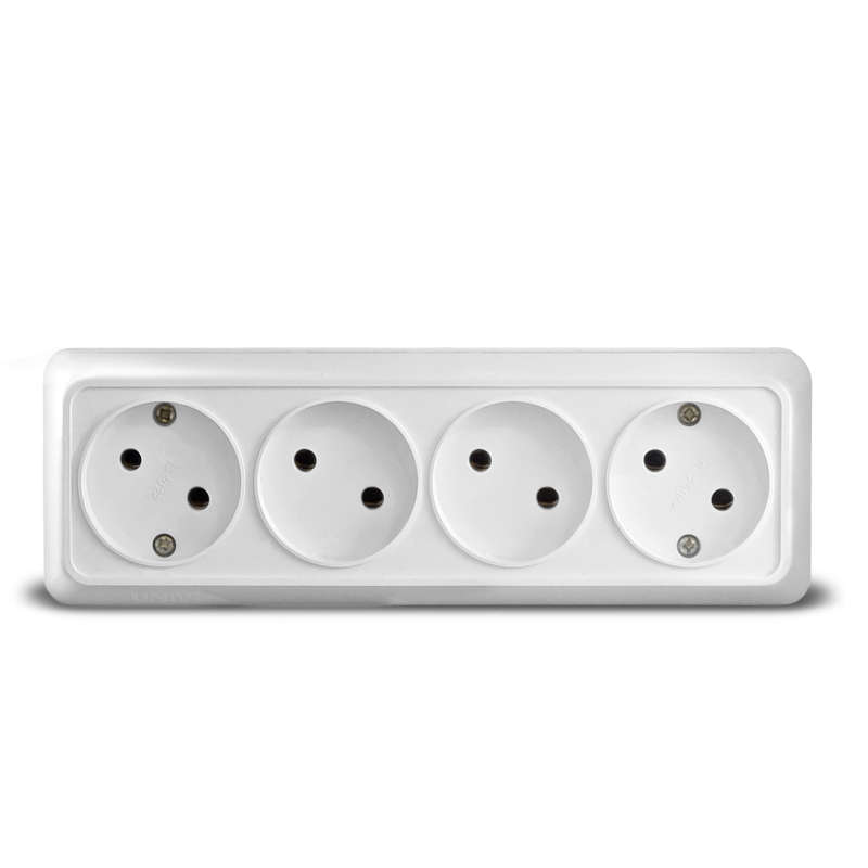Розетка 4-м ОП Олимп 16А IP20 без заземл. бел. UNIVersal 1162 купить оптом выгодно Розетка 4-м ОП Олимп 16А IP20 без заземл. бел. UNIVersal 1162 оптом купить цена