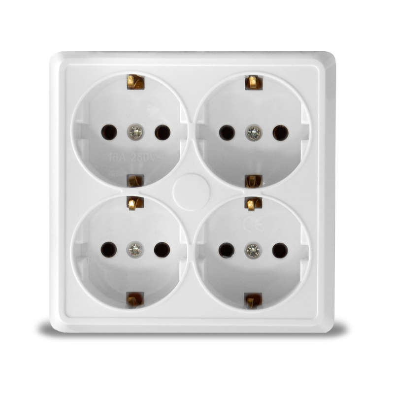 Розетка 4-м ОП Олимп с заземл. квадрат бел. UNIVersal 1165 купить оптом выгодно Розетка 4-м ОП Олимп с заземл. квадрат бел. UNIVersal 1165 оптом купить цена