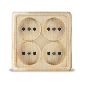 Розетка 4-м ОП Олимп 16А IP20 квадрат. без заземл. сосна UNIVersal 1176 оптом купить цена