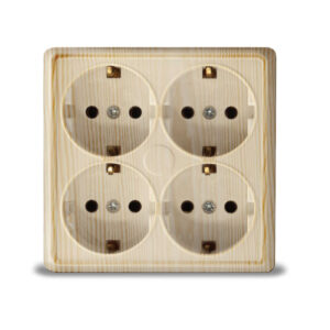 Розетка 4-м ОП Олимп с заземл. квадрат сосна UNIVersal 1177 оптом купить цена