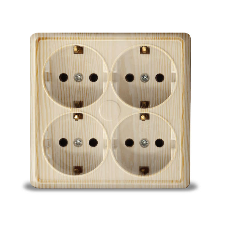 Розетка 4-м ОП Олимп с заземл. квадрат сосна UNIVersal 1177 купить оптом выгодно Розетка 4-м ОП Олимп с заземл. квадрат сосна UNIVersal 1177 оптом купить цена