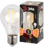 Лампочка светодиодная ЭРА F-LED A60-5W-827-E27 Е27 / Е27 5Вт филамент груша теплый белый свет купить оптом недорого