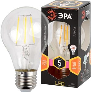 Лампочка светодиодная ЭРА F-LED A60-5W-827-E27 Е27 / Е27 5Вт филамент груша теплый белый свет купить оптом недорого