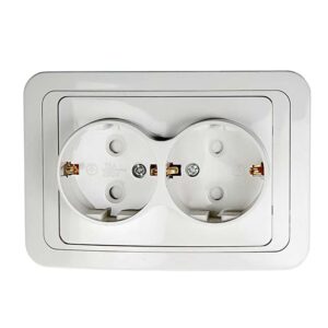 Розетка 2-м CLASSICO защ. шторки с заземл. 2128x бел. ASD / IN HOME 4690612000985 оптом купить цена
