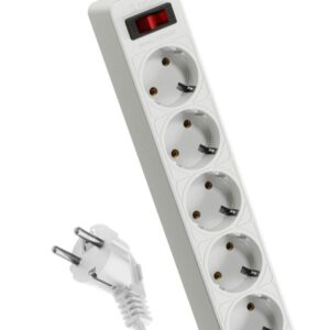 Удлинитель с сетевым фильтром 5х3м с заземл. 10А IP20 2.2кВт ПВС 3х0.75 с выкл. с индикатором сети бел. КОСМОС FKsm3m-5g(W) оптом купить цена