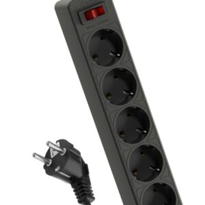 Удлинитель с сетевым фильтром 5х3м с заземл. 10А IP20 2.2кВт ПВС 3х0.75 с выкл. с индикатором сети черн. КОСМОС FKsm3m-5g(B) оптом купить цена