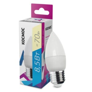Лампа светодиодная 8.5Вт свеча 3000К тепл. бел. E27 220В КОСМОС LkecLED8.5wCNE2730 оптом купить цена