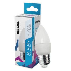 Лампа светодиодная 8.5Вт свеча 4500К бел. E27 220В КОСМОС LkecLED8.5wCNE2745 оптом купить цена