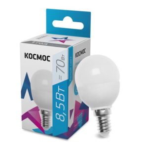 Лампа светодиодная 8.5Вт шар 4500К бел. E14 220В КОСМОС LkecLED8.5wGL45E1445 оптом купить цена