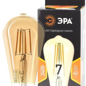 Лампочка светодиодная ЭРА F-LED ST64-7W-824-E27 gold E27 / Е27 7Вт филамент золотистый теплый белый свет купить оптом недорого
