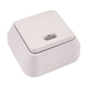 Выключатель 1-кл. ОП 10А IP20 с подсветкой бел. Makel 45121 оптом купить цена