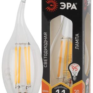 Лампочка светодиодная ЭРА F-LED BXS-11W-827-E14 Е14 / Е14 11Вт филамент свеча на ветру теплый белый свет купить оптом недорого