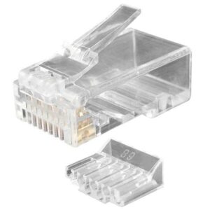 Разъем PLUG-8P8C-UV-C6-100 RJ45(8P8C) под витую пару кат.6 (50 µ"/ 50 мкр. дюйм) универс. (для ож и мж кабеля) со вставкой (уп.100шт) Hyperline 49364 оптом купить цена
