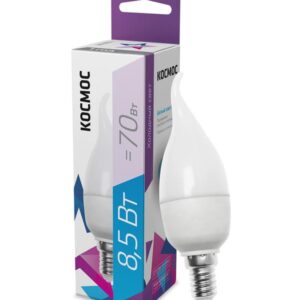 Лампа светодиодная 8.5Вт свеча на ветру 6500К холод. бел. E14 220В КОСМОС LkecLED8.5wCWE1465 оптом купить цена