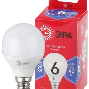 Лампочка светодиодная ЭРА RED LINE LED P45-6W-865-E14 R E14 / Е14 6Вт шар холодный дневной свет купить оптом недорого