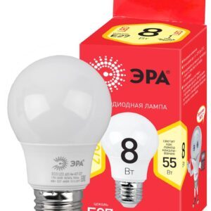 Лампочка светодиодная ЭРА RED LINE ECO LED A55-8W-827-E27 E27 / Е27 8Вт груша теплый белый свет купить оптом недорого